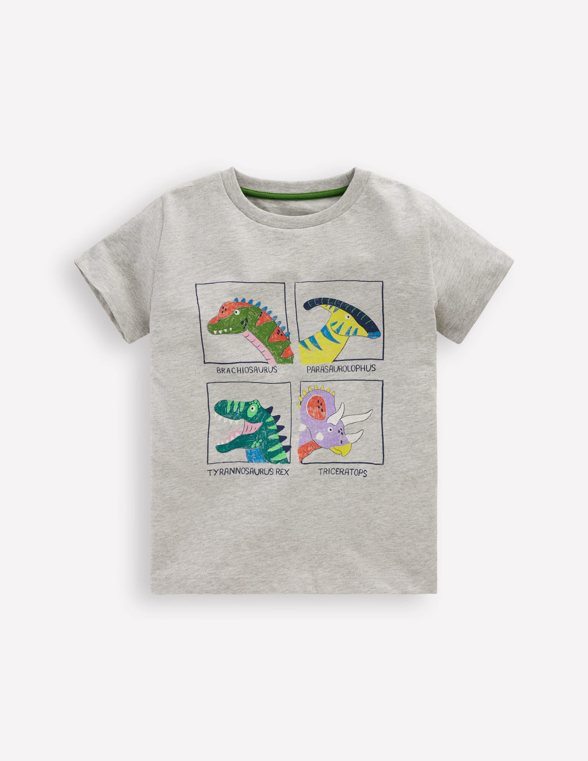 Short Sleeve Graphic T-shirt-Grey Marl Dinos