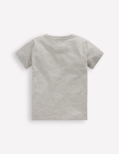 Short Sleeve Graphic T-shirt-Grey Marl Dinos