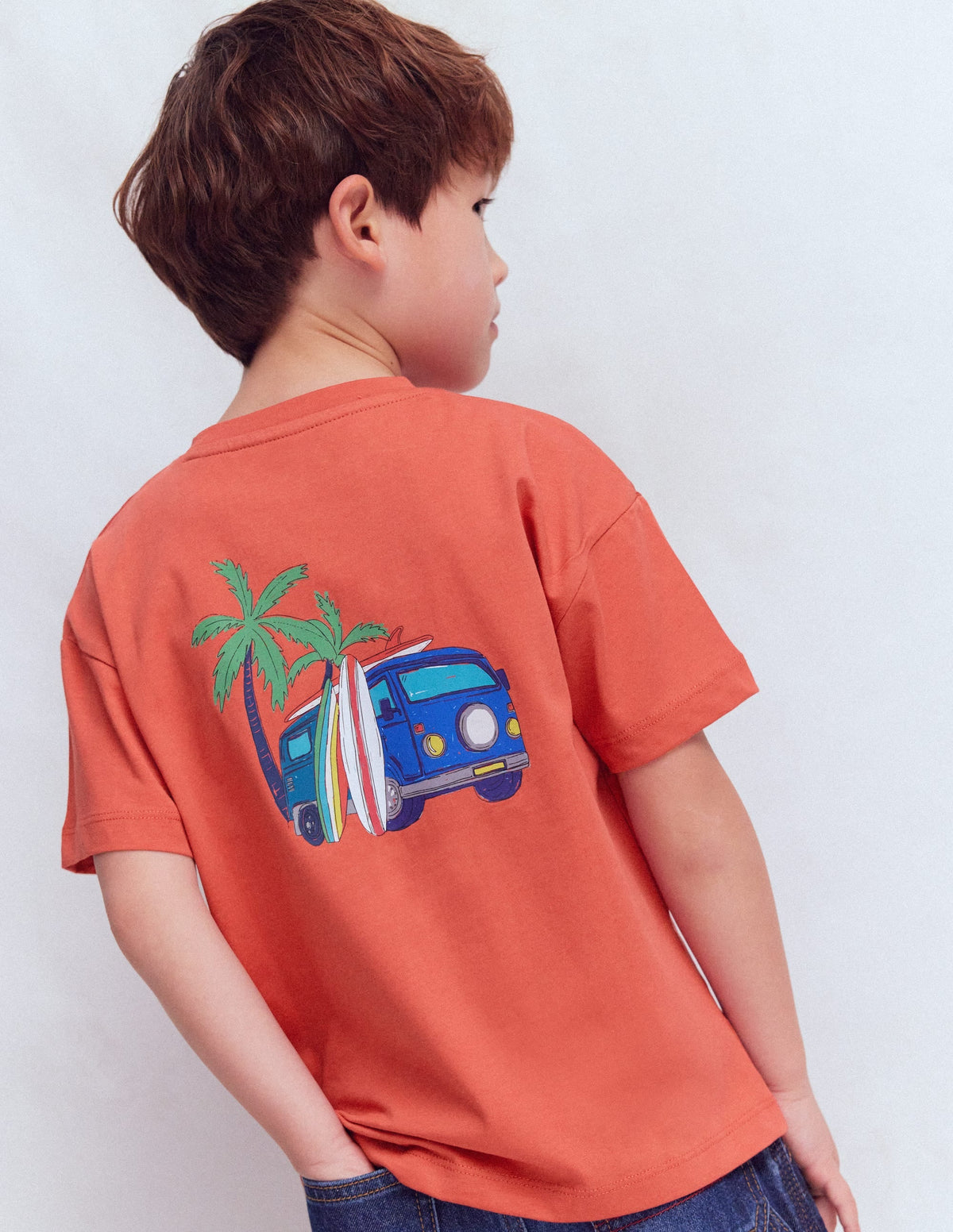 Front & Back Printed T-shirt-Burnt Sienna Camper Van