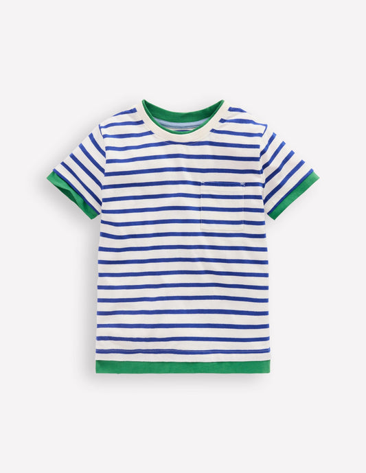 Double Layer T-shirt-Bright Blue/Ivory