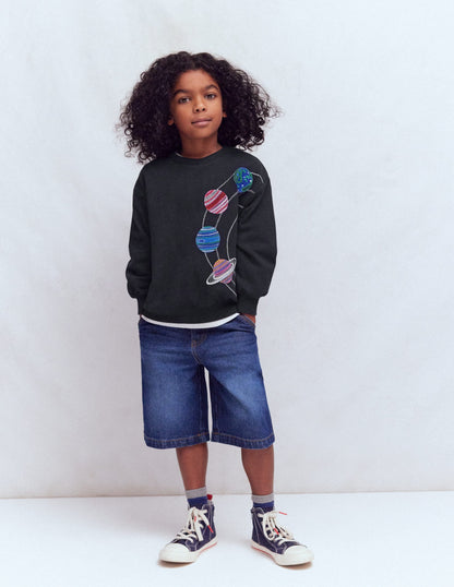 Embroidered Sweatshirt-Shadow Grey Space